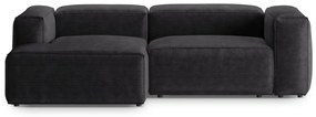 Sötétszürke kordbársony sarokkanapé (bal oldali-heverő résszel) Bergano – Cosmopolitan Design