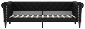 fekete kihúzható műbőr heverő 90 x 200 cm