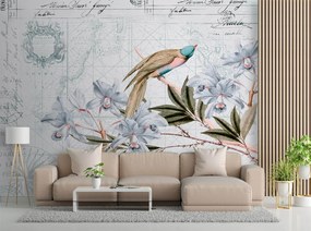 Gario Fotótapéta Madár egy ágon kékre - Andrea Haase Anyag: Vlies, Méret: 400 x 280 cm