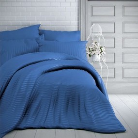 Kvalitex Stripe szatén ágynemű, kék, 220 x 200 cm, 2 db 70 x 90 cm