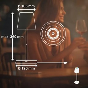 Briloner 7517016 - LED RGB dimmelhető asztali lámpa CILANO 3W/5V IP44 2000 mAh fehér