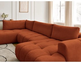 Téglavörös kinyitható-tárolóhelyes sarokkanapé (bal oldali-U alakú) Fuji – Bobochic Paris