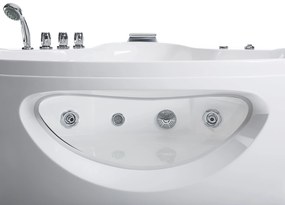 Fehér whirlpool masszázskád LED világítással 205 x 146 cm TOCOA Beliani