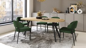 Mazzoni ALDO Arany Craft tölgy/fekete lábak - LOFT/IPARI STÍLUSÚ BŐVÍTHETŐ KEREK ASZTAL NAPPALIBA/ÉTKEZŐBE "Y" ALAKÚ LÁBAKKAL