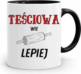 Fekete Bögre Anyósnak Anyós Jobban Tudja, fényképes nyomattal