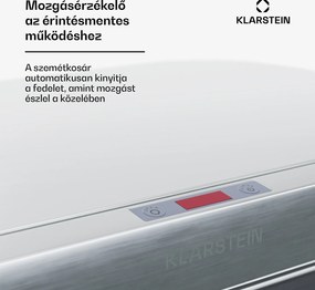 Klarstein Touchless, szenzoros szemétkosár, 56 l, rozsdamentes acélból, 3 kosár, Soft-Close záródás, elemmel működő, LED kijelző, időzítő