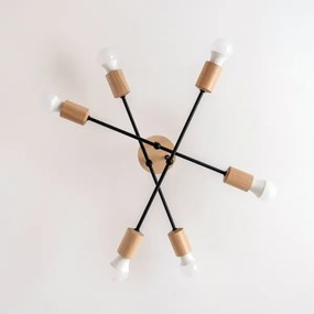 Plafonra szerelhető CAMBRIDGE csillár 6xE27/15W/230V fenyő