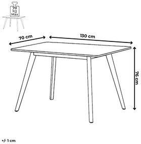 Márványhatású fehér kerámia étkezőasztal fekete fém lábakkal, 130×70 cm (HT-403M)