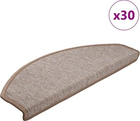 vidaXL 30 db világosbarna félkör alakú lépcsőszőnyeg 65 x 24 x 4 cm, nagy