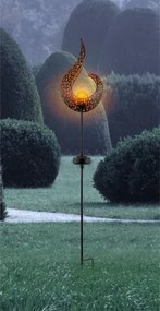 Globo 33530 Solar leszúrható lámpa fém fekete-arany színű, sárga világító gömbbel, láng effekttel. IP44, kapcsolóval, inkl. 1 x AA Ni-Mh 300mAh 1,2V, HxSZxM:165x65x900, inkl. 1xLED 0,06W 3,2V, 3000K