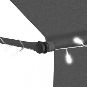 antracitszürke kézzel kihúzható LED-es napellenző 400 cm