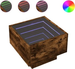 vidaXL füstös tölgy színű szerelt fa kisasztal LED-del 40 x 40 x 30 cm
