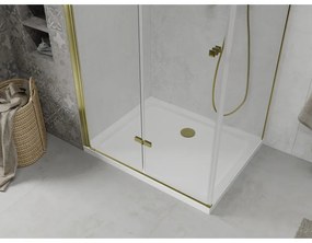 Mexen Lima zuhanykabin 100x90cm, 6mm üveg, arany profil - átlátszó üveg + Vékony zuhanytálca - 856-100-090-50-00-4010