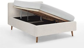 Fehér kárpitozott ágyneműtartós franciaágy ágyráccsal 140x200 cm Mattis – Meise Möbel