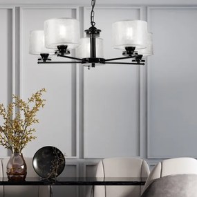 Láncos csillár ROSA 5xE27/60W/230V fekete/szürke