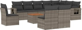 vidaXL 11 részes szürke polyrattan kerti ülőgarnitúra párnákkal
