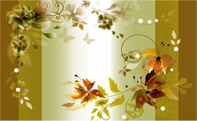 Flizelin fotótapéta Virágok és pillangók absztrakt a nappaliba 350x250 +ragasztó