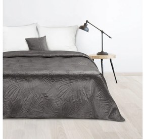 Luiz4 bársony ágytakaró pálmalevél mintával Grafit 220x240 cm