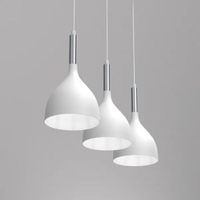 Csillár zsinóron NOAK 3xE27/15W/230V fehér/króm