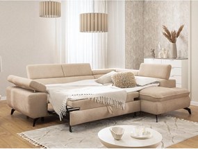 Bézs zsenília sarokkanapé (jobb oldali-L alakú) Marbeya – Ropez