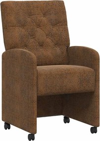 vidaXL Kerekes Étkező Székek 2 pcs Barna 58 x 67 x 97 cm Műsuede Bőr