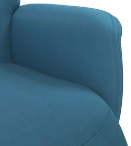 kék bársony dönthető fotel lábtartóval
