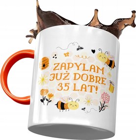 Narancssárga bögre Születésnapra 35 35-es 35-ös, fényképes nyomattal