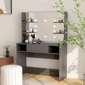 fényes szürke LED-es MDF sminkasztal 100 x 40 x 135 cm