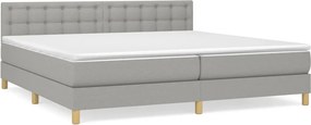 vidaXL világosszürke szövet rugós ágy matraccal 200 x 200 cm