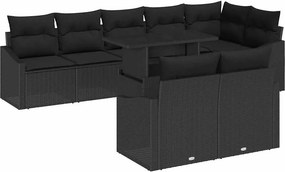 vidaXL Kerti Kanapé Szett párnával tárolóval 9 pcs Fekete