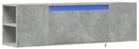 betonszürke falra szerelhető TV-szekrény LED-del 135x31x39,5 cm