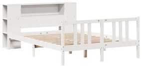 fehér tömör fenyőfa könyvespolcos ágy matrac nélkül 140x200 cm