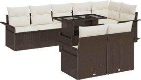 vidaXL Kerti Kanapé Szett párnával 9 pcs Barna Poli rattan