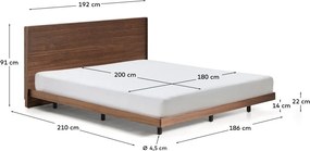 Barna nyírfa franciaágy ágyráccsal 180x200 cm Norlen – Kave Home