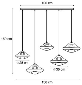 Design függőlámpa fekete füstüveggel, 5-ös - Gus