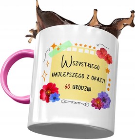 Rózsaszín Bögre Születésnapra 60 60-es 60-as Ajándék Nyomtatott Fotóval