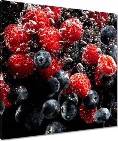 Vászonkép 90x90 Áfonya és málna víz