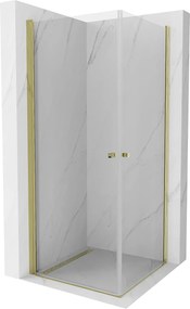 Mexen Pretoria Duo  Zuhanykabin Nyiló ajtóval   70 x 70 cm,  átlátszó üveg,  arany  - 852-070-070-50-00-0 DUO zuhanykabin