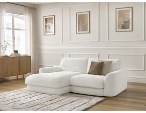 Fehér zsenília sarokkanapé (bal oldali-heverő résszel) Leonore – Bobochic Paris