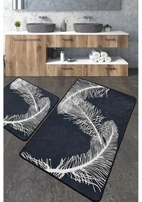 Antracitszürke fürdőszobai kilépő szett 2 db-os 60x100 cm Alisan – Foutastic