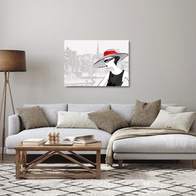 Kép - hölgy a városban (üvegen) (70x50 cm)