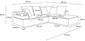 Bézs zsenília sarokkanapé (jobb oldali-L alakú) Whesley – Bobochic Paris