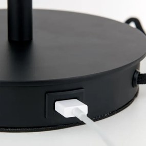 Orion LA 4-1205/1 - Asztali lámpa USB porttal LUDWIG 1xE27/40W/230V fekete