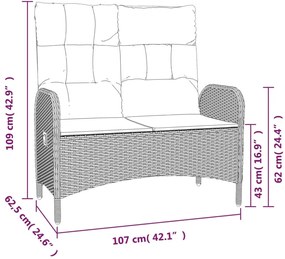 2 részes szürke polyrattan kerti étkezőgarnitúra párnákkal