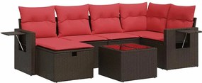 vidaXL 7 részes barna polyrattan kerti ülőgarnitúra párnákkal