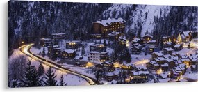 Kép - téli hegyi város (120x50 cm)