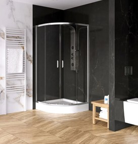 New Trendy Suvia zuhanykabin 80x80 cm félkör alakú króm fényes/átlátszó üveg K-0514