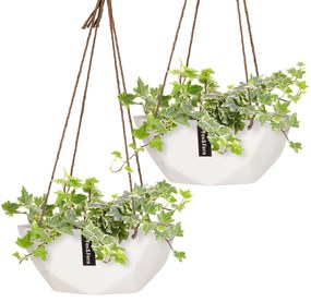 Blumfeldt Laren, függő virágcserép, Ø 28 cm, poliszton, természetes kötelekkel, 2 darabos készlet