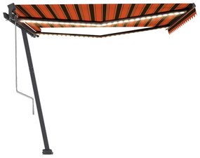 narancssárga-barna szélérzékelős és LED-es napellenző 450x350cm
