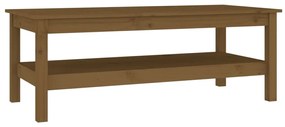 Mézbarna tömör fenyőfa dohányzóasztal 110 x 50 x 40 cm